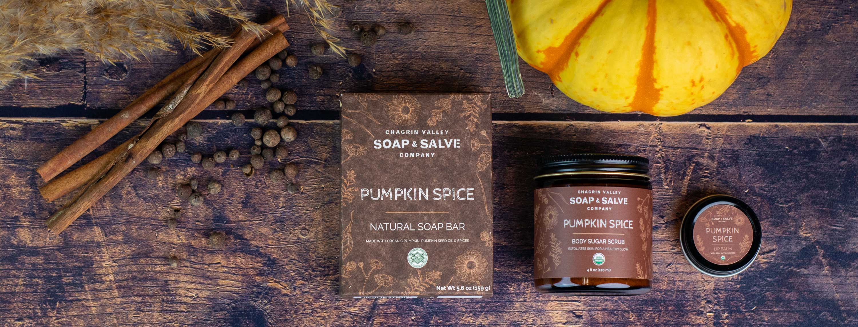 Organic Pumpkin Spice Skincare and Soap Products